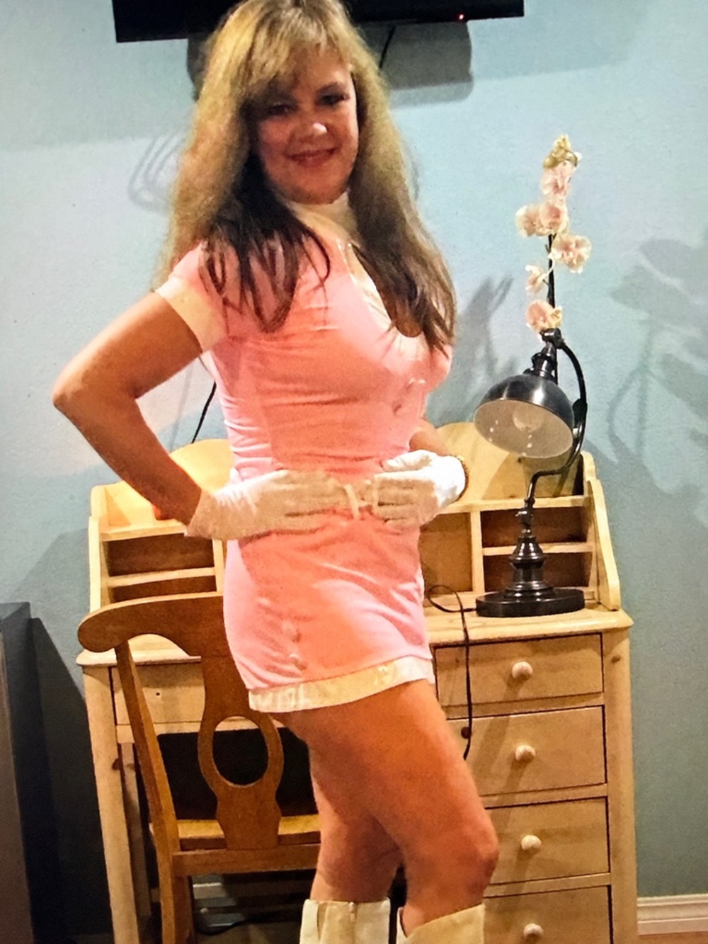 Forplay Pink & White Retro Flight Attendant Chemise Costume - Picture 12 of 12